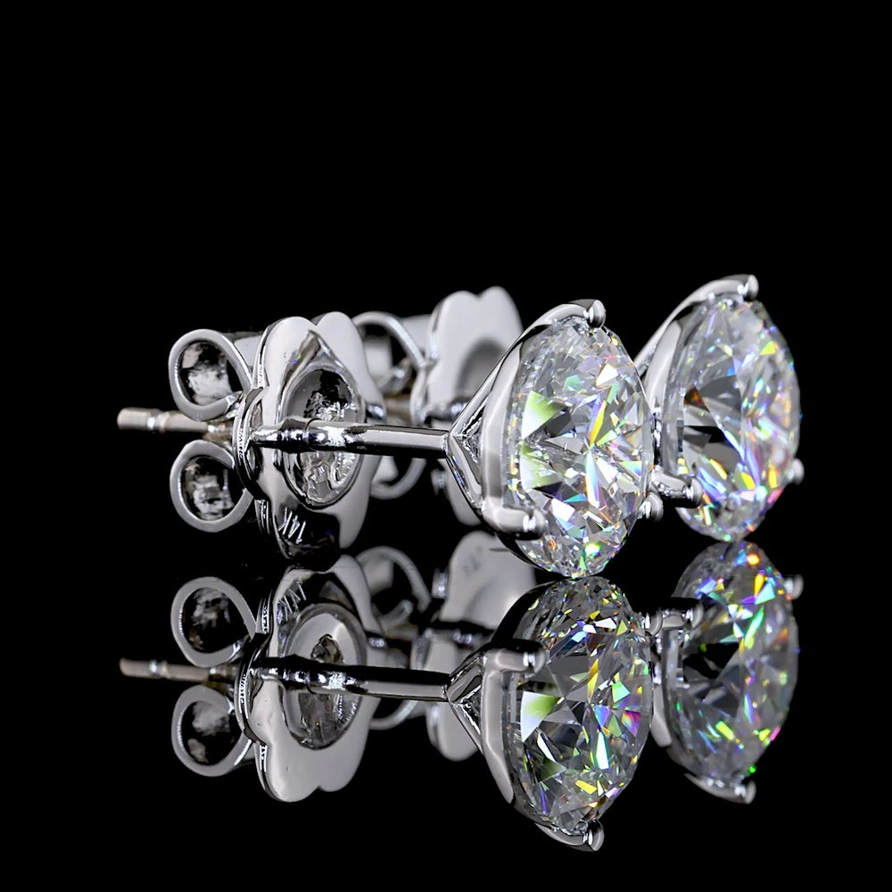 14K White Gold Martini Set Round Lab Diamond Stud Earrings - 2.51 Carat Total Weight, E-F Color, VS1 Clarity - Covaloro Fine Jewelry