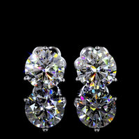 14K White Gold Martini Set Round Lab Diamond Stud Earrings - 2.51 Carat Total Weight, E-F Color, VS1 Clarity - Covaloro Fine Jewelry