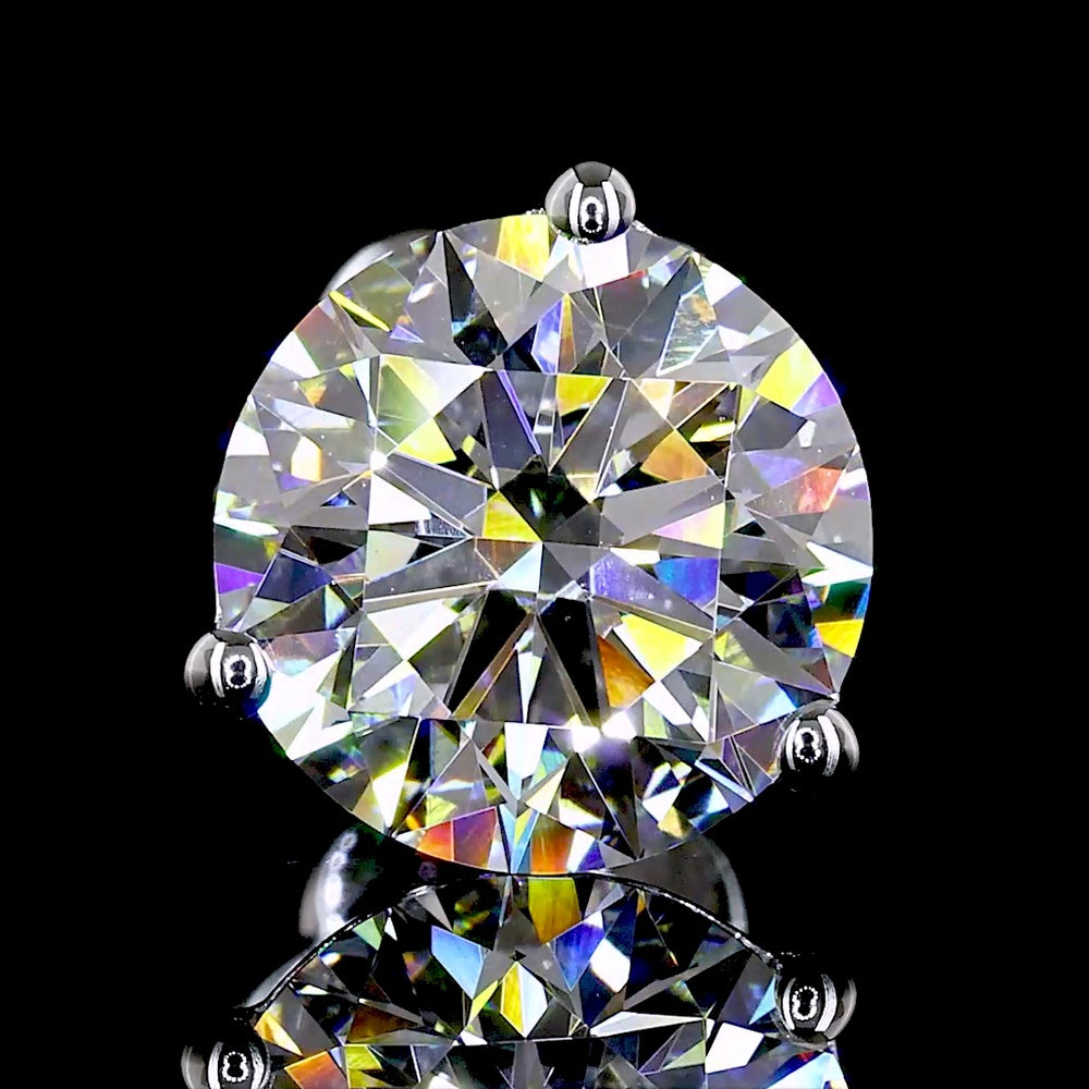 14K White Gold Martini Set Round Lab Diamond Stud Earrings - 3.56 Carat Total Weight, F VS1 Clarity - Covaloro Fine Jewelry