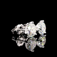 14K White Gold Martini Set Round Lab Diamond Stud Earrings - 4.02 Carats Total Weight E-F VVS2 - Covaloro Fine Jewelry