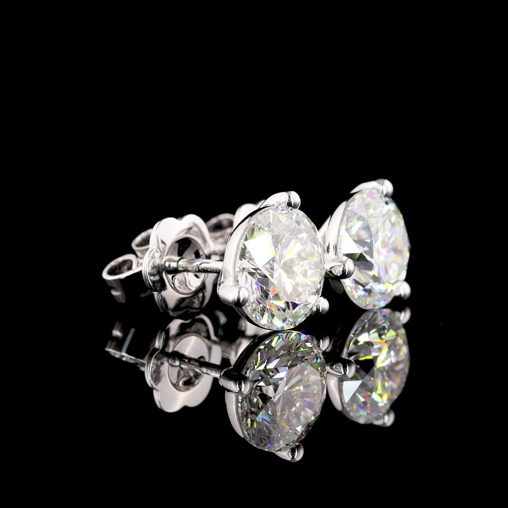 14K White Gold Martini Set Round Lab Diamond Stud Earrings - 4.02 Carats Total Weight E-F VVS2 - Covaloro Fine Jewelry