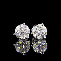 14K White Gold Martini Set Round Lab Diamond Stud Earrings - 4.02 Carats Total Weight E-F VVS2 - Covaloro Fine Jewelry