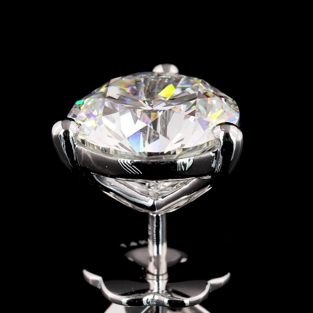 14K White Gold Martini Set Round Lab Diamond Stud Earrings - 4.02 Carats Total Weight E-F VVS2 - Covaloro Fine Jewelry