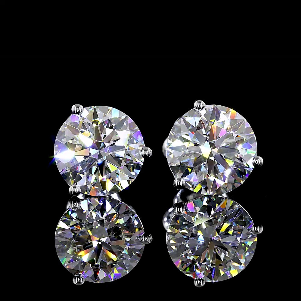 14K White Gold Martini Set Round Lab Diamond Stud Earrings - 4.06 Carat Total Weight (F VVS2/VS2 Clarity) - Covaloro Fine Jewelry