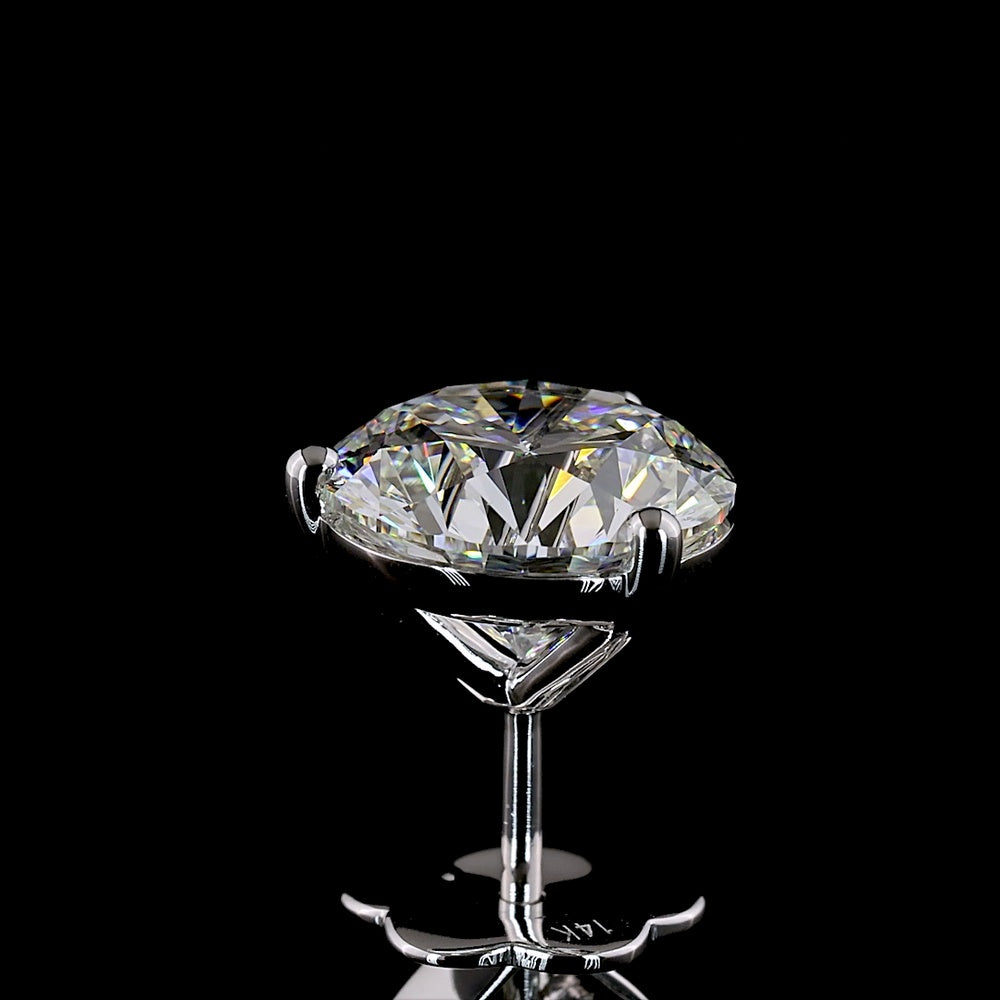 14K White Gold Martini Set Round Lab Diamond Stud Earrings - 4.06 Carat Total Weight (F VVS2/VS2 Clarity) - Covaloro Fine Jewelry