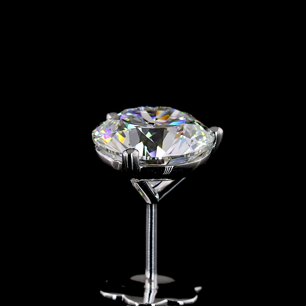 14K White Gold Martini Set Round Lab Diamond Stud Earrings - 4.16 Carat Total Weight (2.09 Carats & 2.07 Carats Stones, E-F Color, VS1-VS2 Clarity) - Covaloro Fine Jewelry