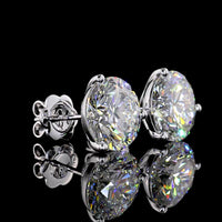 14K White Gold Martini Setting Round Brilliant Cut Lab Diamond Stud Earrings - 8.04 Carats Total Diamond Weight - Covaloro Fine Jewelry