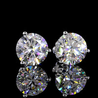 14K White Gold Martini Setting Round Brilliant Cut Lab Diamond Stud Earrings - 8.04 Carats Total Diamond Weight - Covaloro Fine Jewelry