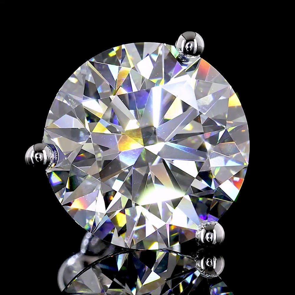 14K White Gold Martini Setting Round Brilliant Cut Lab Diamond Stud Earrings - 8.04 Carats Total Diamond Weight - Covaloro Fine Jewelry