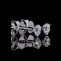 14K White Gold Martini Setting Round Brilliant Lab Diamond Stud Earrings - 0.78 Carat Total Weight, E-F Color VS1 Clarity - Covaloro Fine Jewelry