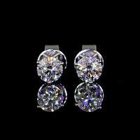 14K White Gold Martini Setting Round Brilliant Lab Diamond Stud Earrings - 0.78 Carat Total Weight, E-F Color VS1 Clarity - Covaloro Fine Jewelry