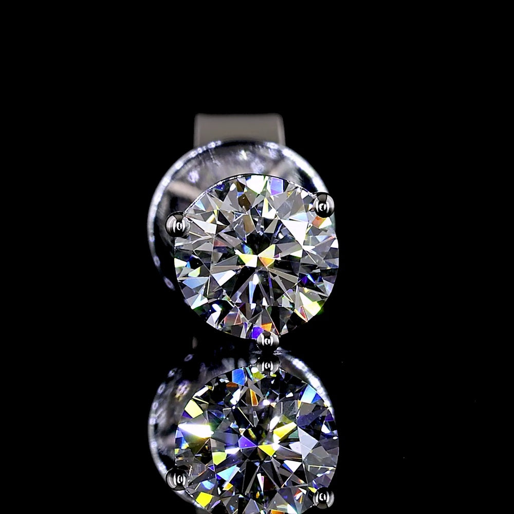 14K White Gold Martini Setting Round Brilliant Lab Diamond Stud Earrings - 0.78 Carat Total Weight, E-F Color VS1 Clarity - Covaloro Fine Jewelry