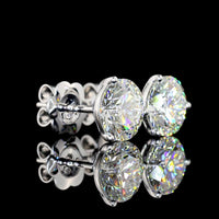 14K White Gold Martini Setting Round Brilliant Lab Diamond Stud Earrings - 2.88 Carats Total Diamond Weight (E-F Color, VS1 Clarity, IGI Certified) - Covaloro Fine Jewelry