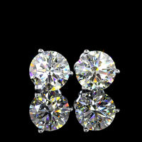 14K White Gold Martini Setting Round Brilliant Lab Diamond Stud Earrings - 2.88 Carats Total Diamond Weight (E-F Color, VS1 Clarity, IGI Certified) - Covaloro Fine Jewelry