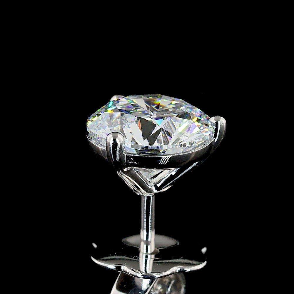 14K White Gold Martini Setting Round Brilliant Lab Diamond Stud Earrings - 2.88 Carats Total Diamond Weight (E-F Color, VS1 Clarity, IGI Certified) - Covaloro Fine Jewelry