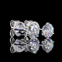 14K White Gold Martini Setting Round Lab Diamond Stud Earrings - 1.03 Carat Total Weight, E-F Color, VS1 Clarity - Covaloro Fine Jewelry