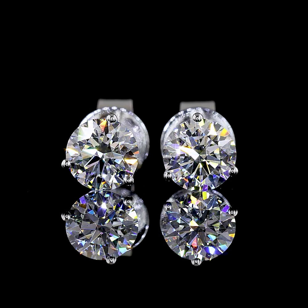 14K White Gold Martini Setting Round Lab Diamond Stud Earrings - 1.03 Carat Total Weight, E-F Color, VS1 Clarity - Covaloro Fine Jewelry