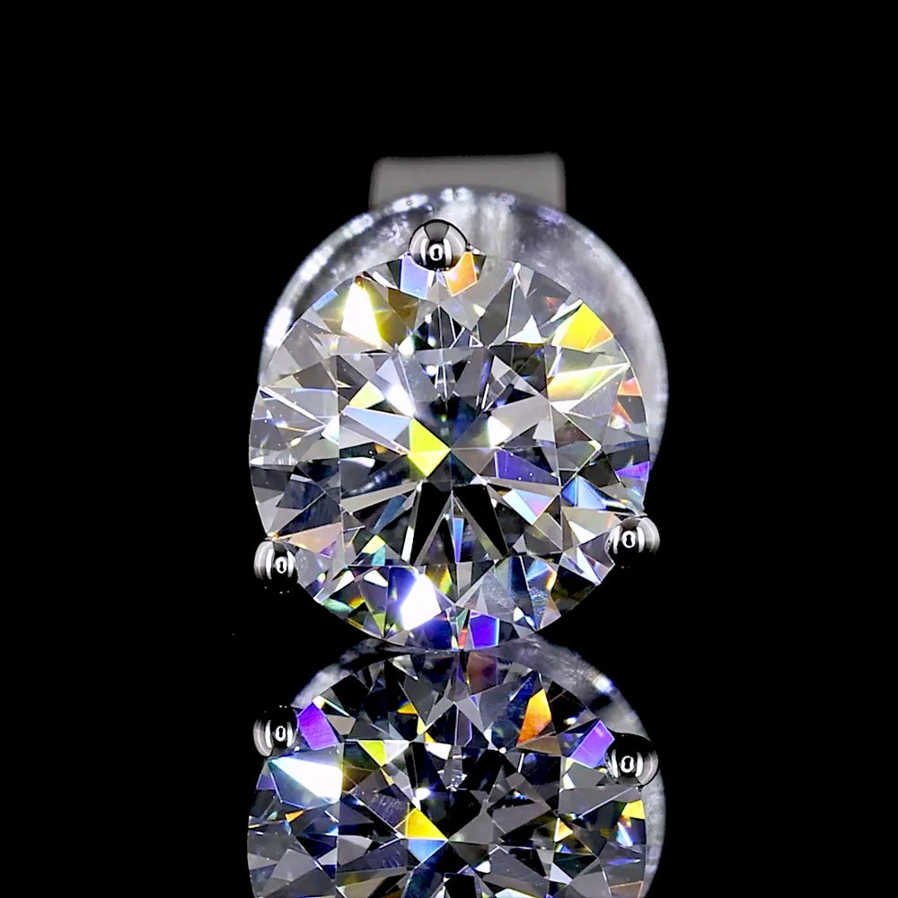 14K White Gold Martini Setting Round Lab Diamond Stud Earrings - 1.03 Carat Total Weight, E-F Color, VS1 Clarity - Covaloro Fine Jewelry