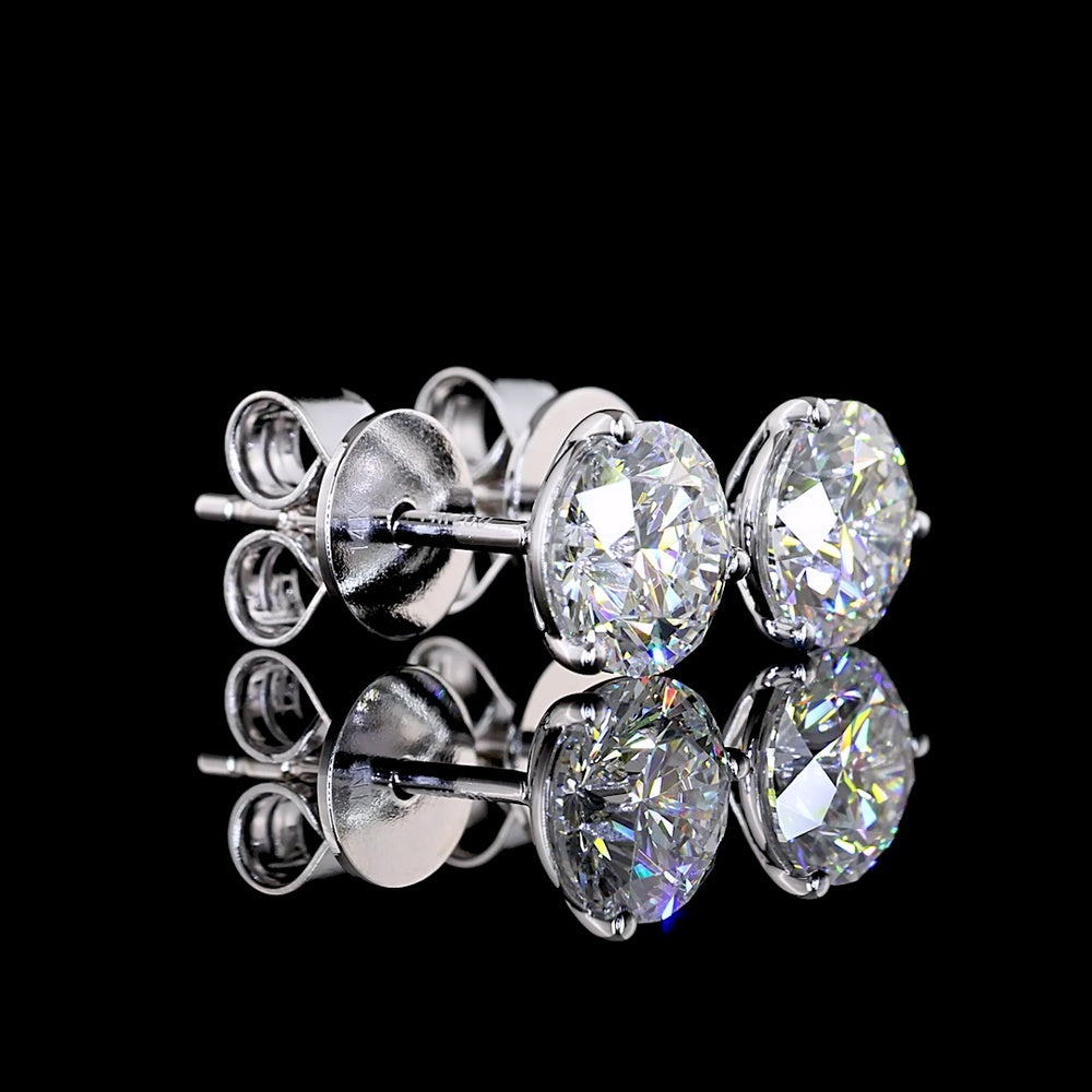 14K White Gold Martini Setting Round Lab Diamond Stud Earrings - 1.50 Carats Total Weight (E-F Color, VS2 Clarity) - Covaloro Fine Jewelry