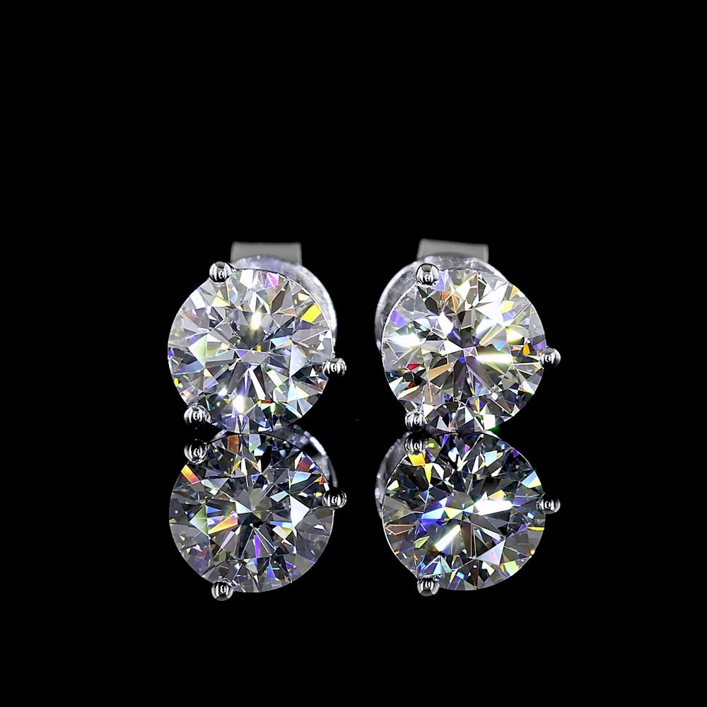 14K White Gold Martini Setting Round Lab Diamond Stud Earrings - 1.50 Carats Total Weight (E-F Color, VS2 Clarity) - Covaloro Fine Jewelry