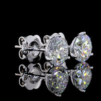 14K White Gold Martini Setting Round Lab Diamond Stud Earrings - 2.48 Carats Total Diamond Weight (E-F Color, VS1 Clarity) - Covaloro Fine Jewelry