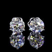 14K White Gold Martini Setting Round Lab Diamond Stud Earrings - 2.48 Carats Total Diamond Weight (E-F Color, VS1 Clarity) - Covaloro Fine Jewelry