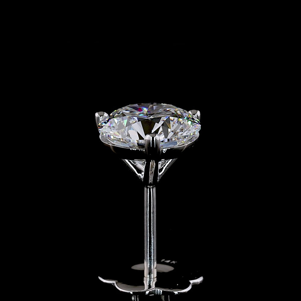 14K White Gold Martini Setting Round Lab Diamond Stud Earrings - 2.48 Carats Total Diamond Weight (E-F Color, VS1 Clarity) - Covaloro Fine Jewelry