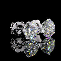 14K White Gold Martini Setting Round Lab Diamond Stud Earrings - 3.03 Total Carat Weight (1.51 Carats & 1.52 Carats Diamonds, E-F Color, VS1-VVS2 Clarity) - Covaloro Fine Jewelry