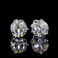 14K White Gold Martini Setting Round Lab Diamond Stud Earrings - 3.03 Total Carat Weight (1.51 Carats & 1.52 Carats Diamonds, E-F Color, VS1-VVS2 Clarity) - Covaloro Fine Jewelry