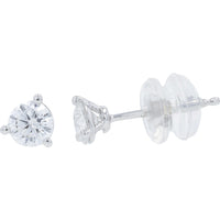 14K White Gold Martini Stud Earrings with 3-Prong Set Round Lab Grown Diamonds - 0.50 Carat Total Diamond Weight