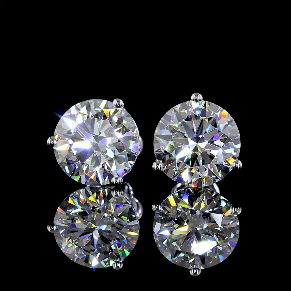 14K White Gold Martini Stud Earrings with 5.03 Carats Total Weight Round Brilliant Lab Diamonds - E-F Color & VS1 Clarity - Covaloro Fine Jewelry