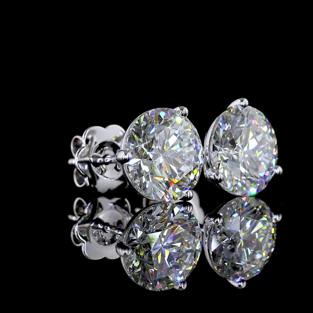 14K White Gold Martini Stud Earrings with 5.03 Carats Total Weight Round Brilliant Lab Diamonds - E-F Color & VS1 Clarity - Covaloro Fine Jewelry