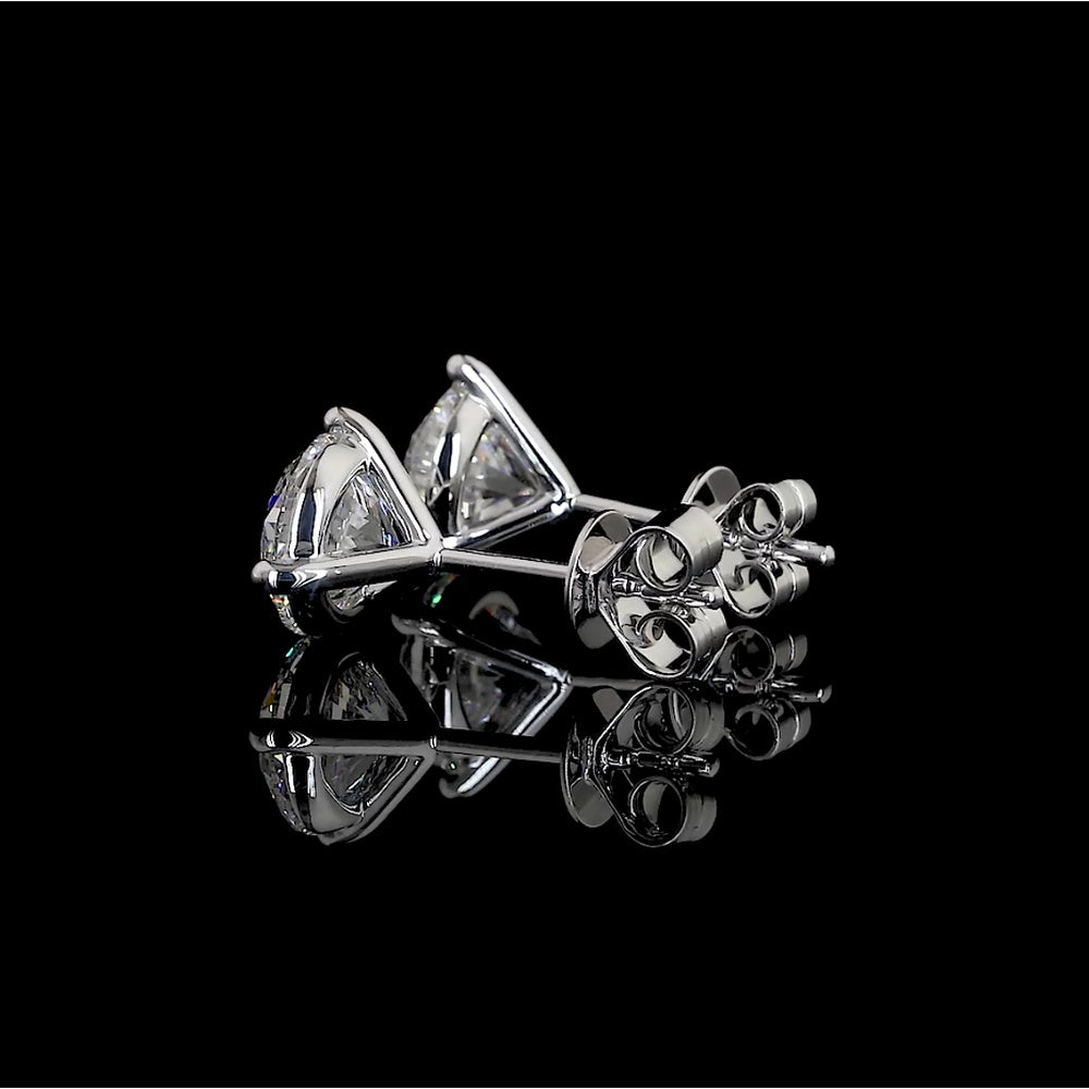 14K White Gold Martini Stud Earrings with 6.41 Carat Total Weight Round Brilliant Lab Diamonds IGI Certified I-J VS1 - Covaloro Fine Jewelry