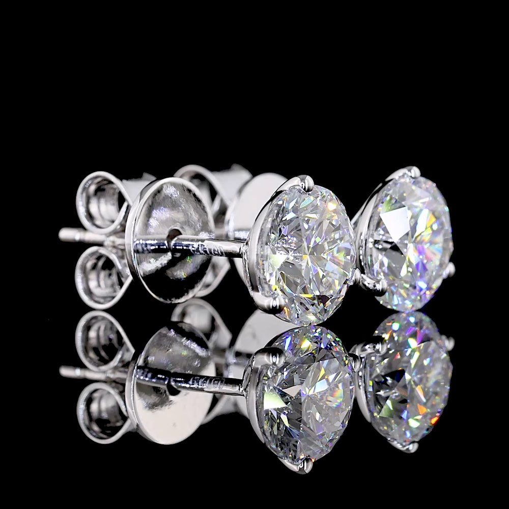 14K White Gold Martini Stud Earrings with Round Brilliant Lab Diamonds - 1.51 Carat Total Weight, E-F Color, VVS2 Clarity - Covaloro Fine Jewelry