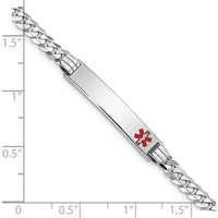 14K White Gold Medical Alert Bracelet with Off-Center Red Enamel Charm - 7" Length by Oro Pregiato