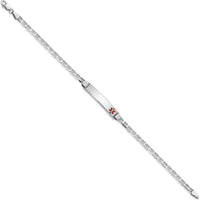 14K White Gold Medical Alert Bracelet with Red Enamel Anchor Link - 8" Length by Oro Pregiato