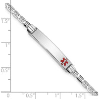 14K White Gold Medical Alert Bracelet with Red Enamel Anchor Link - 8" Length by Oro Pregiato