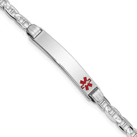 14K White Gold Medical Alert Bracelet with Red Enamel Anchor Link - 8" Length by Oro Pregiato