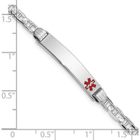 14K White Gold Medical Alert Bracelet with Red Enamel Anchor Link - 8" Length by Oro Pregiato