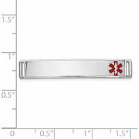 14K White Gold Medical ID Bracelet with Red Enamel and Rhodium Plating by Oro Pregiato