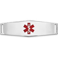 14K White Gold Medical ID Bracelet with Red Enamel Medical Symbol - Engravable by Oro Pregiato