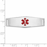 14K White Gold Medical ID Bracelet with Red Enamel Medical Symbol - Engravable by Oro Pregiato