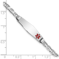 14K White Gold Medical Solid Chain Bracelet with Red Enamel Medical Anchor Symbol - 8" Length by Oro Pregiato