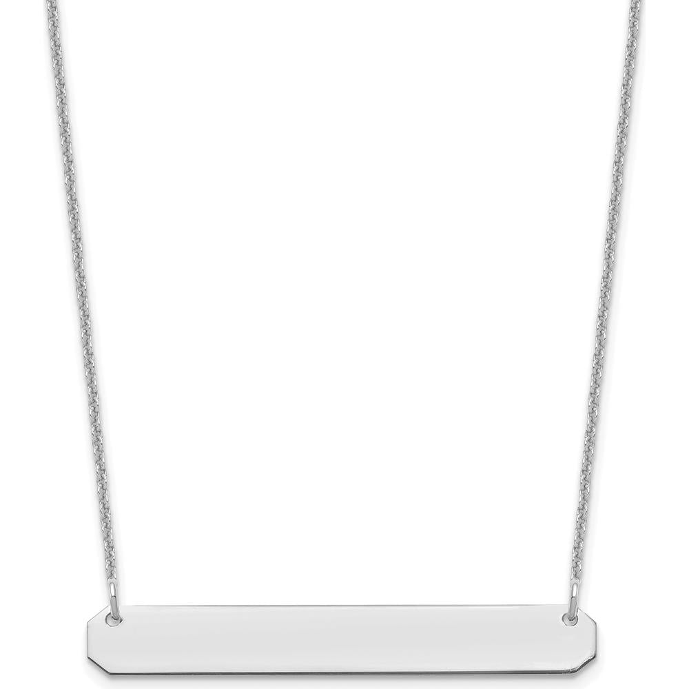 14K White Gold Medium Blank Bar Necklace with Polished Finish - 18" Length by Oro Pregiato