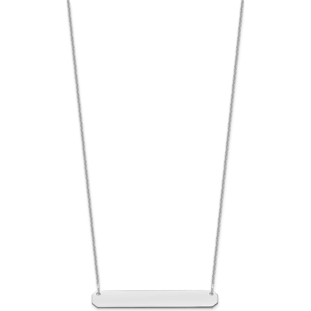 14K White Gold Medium Blank Bar Necklace with Polished Finish - 18" Length by Oro Pregiato