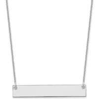 14K White Gold Medium Blank Bar Necklace with Polished Finish - Customizable Engraving Option by Oro Pregiato