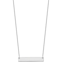 14K White Gold Medium Blank Bar Necklace with Polished Finish - Customizable Engraving Option by Oro Pregiato