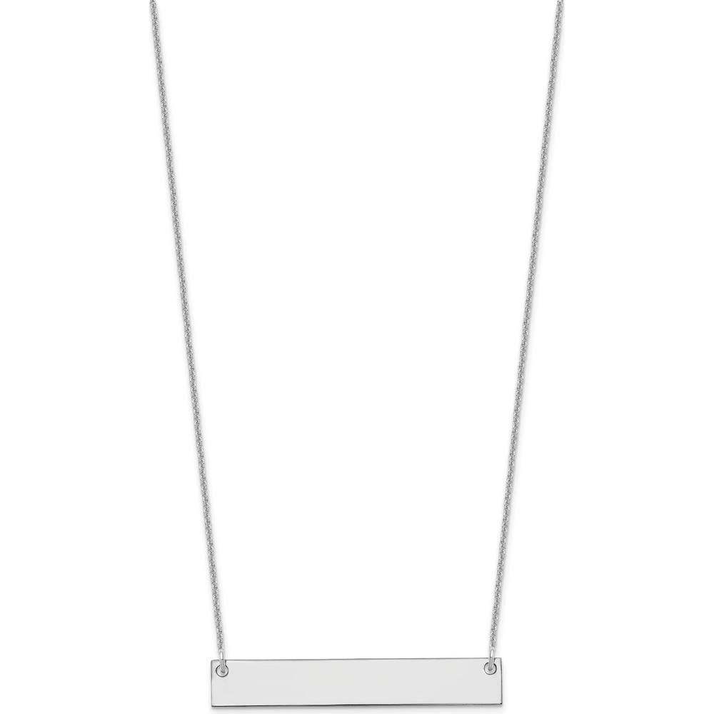 14K White Gold Medium Blank Bar Necklace with Polished Finish - Customizable Engraving Option by Oro Pregiato