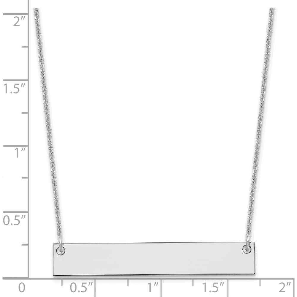 14K White Gold Medium Blank Bar Necklace with Polished Finish - Customizable Engraving Option by Oro Pregiato