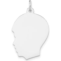 14K White Gold Medium Boy Charm with Engravable Design - Polished Finish by Oro Pregiato
